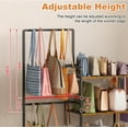 thumbnail image 6 of X-COSRACK Freestanding Purse Organizer Stand, 3-Tier Heavy Duty Metal & Wood Handbag Display Rack with 15 Hooks, Adjustable Closet Bag Storage Shelf, Black, 6 of 8