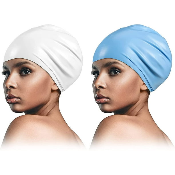 2 Piece Long Hair Swimming Cap For Man And Woman Durable Silicone