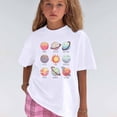 thumbnail image 4 of Tisuna Girls T Shirts Kids Planet Print Short Sleeve Crewneck Top Fashion Lightweight Little Child Outdoor Play Summer Graphic T-Shirts White Size 10-11 Years, 4 of 4