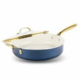 thumbnail image 1 of Gotham Steel Blue 5.5 Quart Heavy Duty Ceramic Nonstick Jumbo Cooker with Lid and Gold Handles Dishwasher Safe, 1 of 7