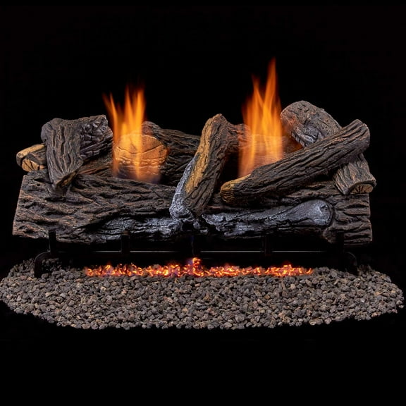 Duluth Forge Ventless Propane Gas Log Set - 24 in. Split Red Oak, 33,000 BTU, Manual Control - Model# DLS-L24M-1