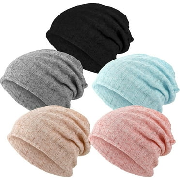5 Pieces Women's Slouchy Beanie Hat Stretch Turban Hats Cancer Headwear Caps Baggy Skull Sleep Scarf