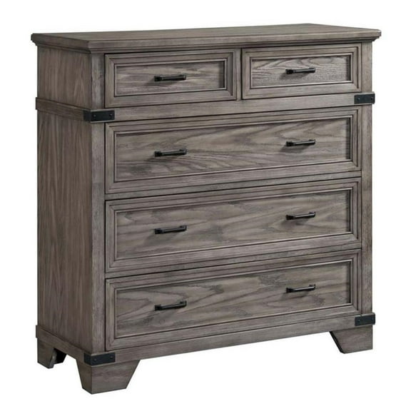 Intercon Furniture Forge Bedroom 5-Drawer Wood Media Chest in Steel Gray