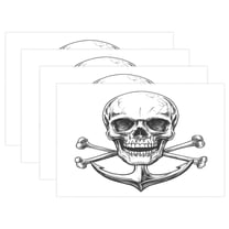 Ryvnso Placemats Set of 4 Skeleton with Anchors Dining Mats Heat-Resistant Non-Slip Washable Table Mat