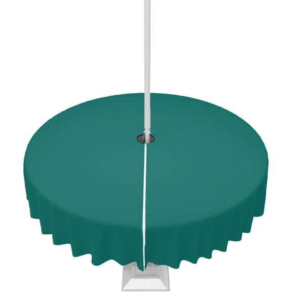 Outdoor Tablecloth Turquoise Round Patio Tablecloths 60 Inch, Waterproof Outside Table Cloths with Umbrella Hole and Zipper, Solid Turquoise Color Summer Table Cover for Outdoor Tables, Picnic,