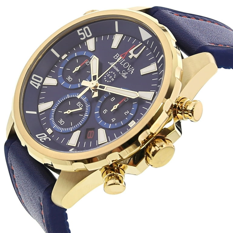 Free Shipping Bulova Marine Star Chronograph Blue Dial Men s Watch 97B168 Walmart
