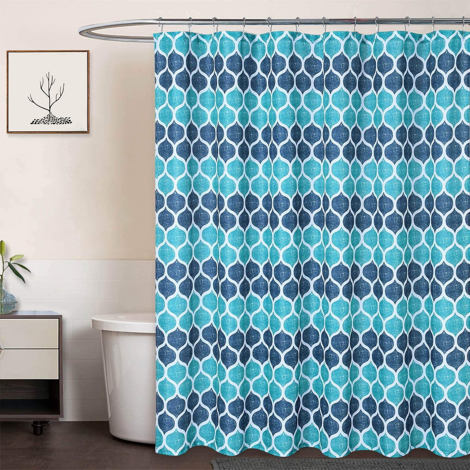 New Beautiful Blush Black Teal Grey Navy Taupe Fretwork Shower Curtain 72 x 72" 