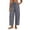 Blue, variant on Womens Linen Wide Leg Pants Casual Loose Drawstring Summer Beach Travel Palazzo Harem Pants with Pockets-White-L