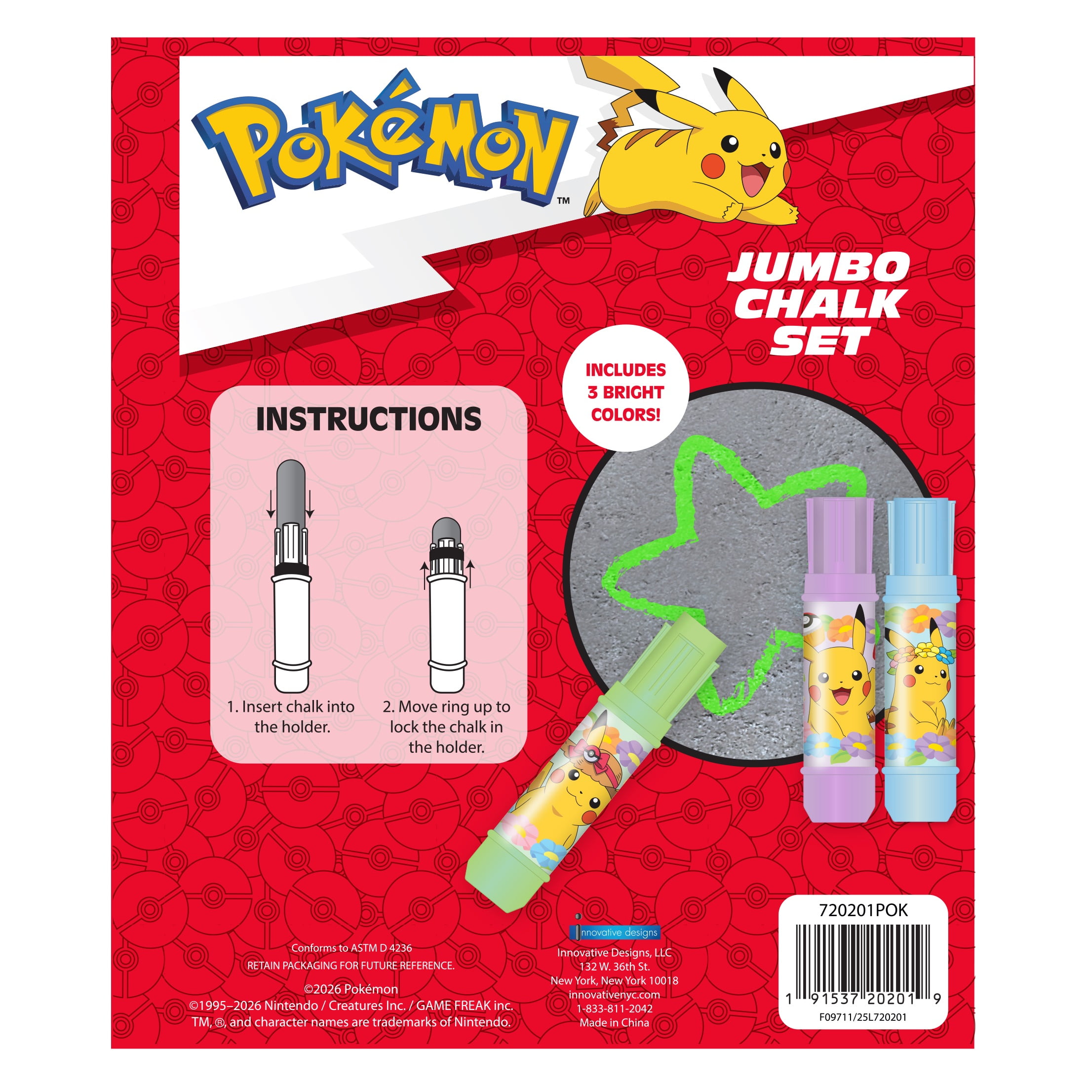 Pokemon - Brandclub - Pokémon Jumbo Sidewalk Chalk Set with