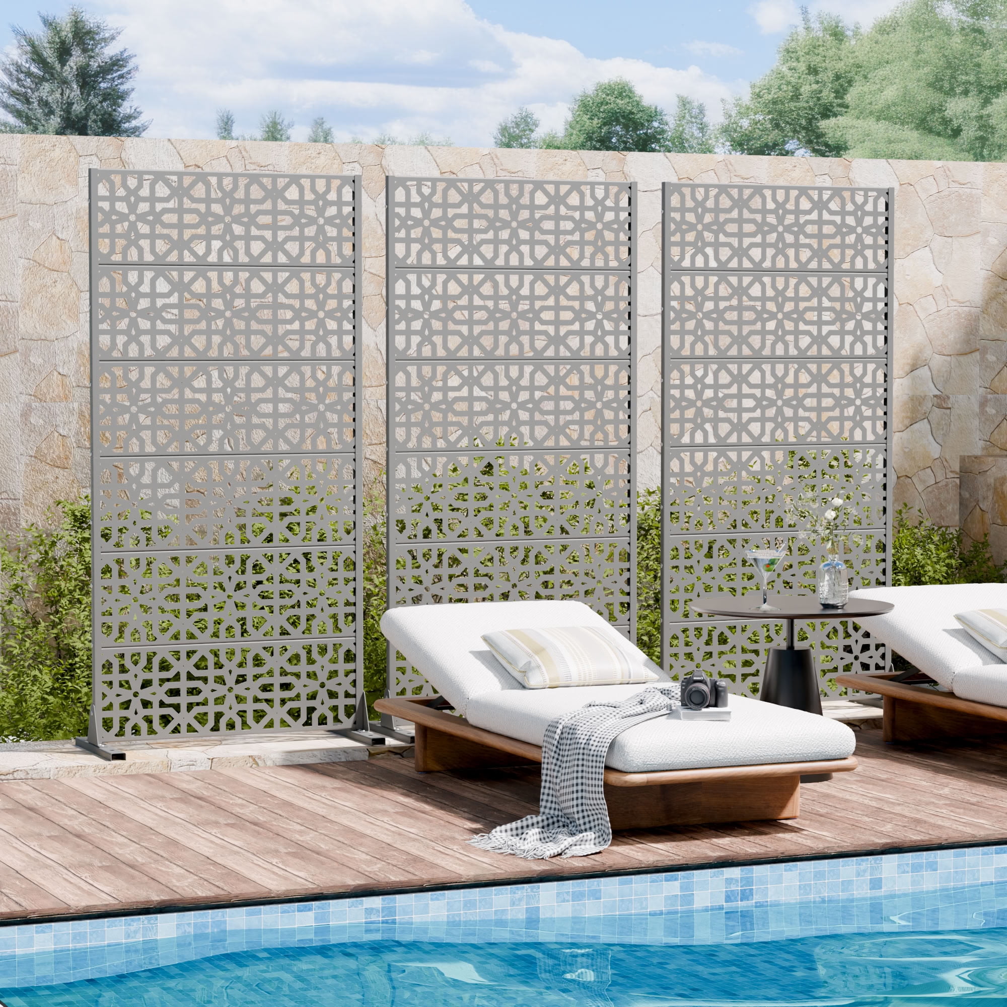 MAYEERTY 6 Panels Outdoor Privacy Screen, Metal Decorative Privacy Fence, Privacy Panel for Patio, Balcony, Backyard, Garden