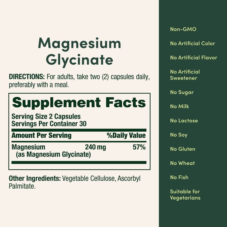 Nature's Bounty Magnesium Glycinate, High Absorption, 60 Capsules photo 3