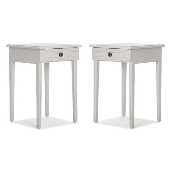 Home Square Wood Nightstand with Drawer in Light Gray - Set of 2