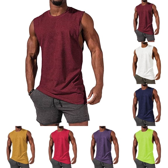 Mens Sleeveless Tank Tops Crewneck Solid Loose Fit Shirt Athletic Running Muscle Beach Tank Top Casual Summer Holiday Shirt Mint Green, Size XL