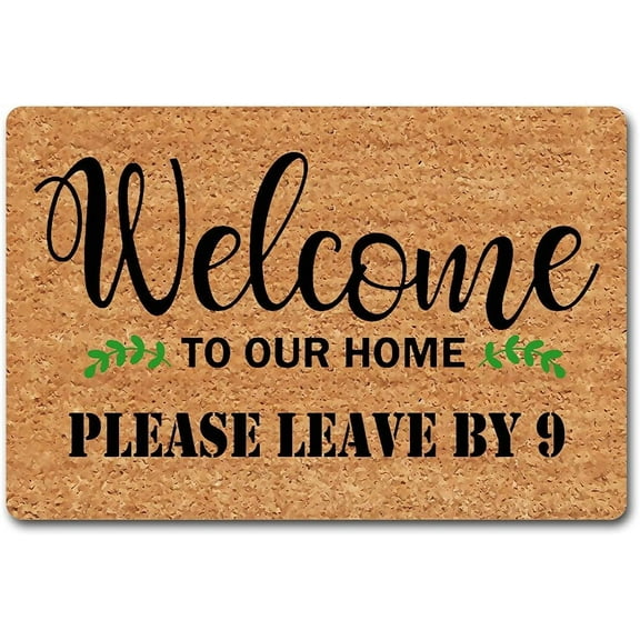 Welcome To Our Home Please Leave By Nine Mats for Front Door Entry Front Porch Doormat Non-Slip Carpet Rugs Floor Mat Decorative for Home Bathroom Kitchen Indoor 16x24 Inch
