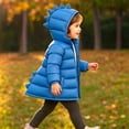 thumbnail image 4 of Chiccall Toddler Kids Cute Dinosaur Quilted Winter Coat Boys Girls Hooded Zip Padded Jacket Outerwear for Boys Girls Blue 5-6 Years, 4 of 10