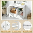thumbnail image 3 of Without Basin White MDF spray paint double door double drawer with decorative strips bathroom cabinet 91*46*82cm, 3 of 14