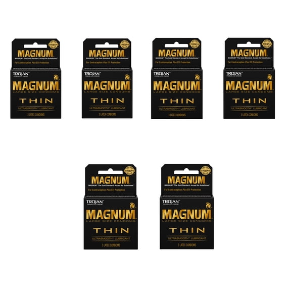 Trojan Magnum Thin Ultrasmooth Lubricant Large Size Condoms - 3 Ea, 6 Pack