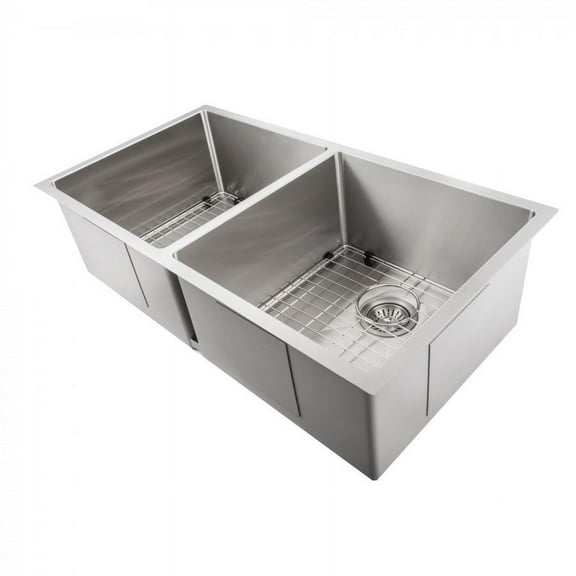 36 Inch Undermount Double Bowl Sink in Stainless Steel