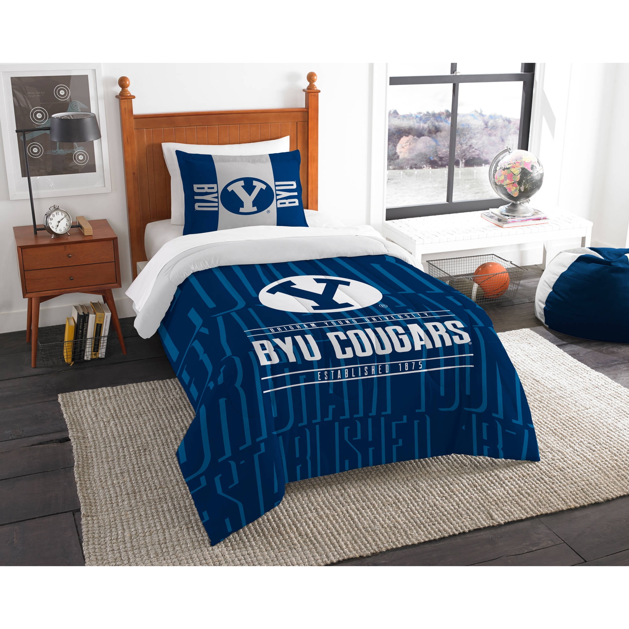 Officially Licensed NCAA BYU Cougars Modern Take Twin Comforter and Sham