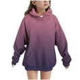 thumbnail image 2 of MKOSPLRT Chandails à Capuchon pour Filles Enfants Long Chandail à Capuche à Enfiler Dégradé Longs Chandails à Capuchon pour Filles Robe à Capuche avec Poches pour 4-14 Ans, 2 of 10