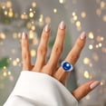 thumbnail image 6 of Jewelry Style Fashion Ring Zircon Blue And American And Popular Pearl Atmosphere Hand European Retro Rings, 6 of 7
