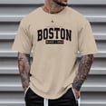 thumbnail image 2 of Workout Shirts for Men Quick Dry Slim Fit Gym Top Men's Casual Short Sleeve T Shirt With City Theme Letter Print For Daily Wear And Outing Comfortable Fit, 2 of 5