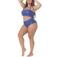 thumbnail image 4 of Agnes Orinda Women's Plus Size Swimsuit Two Piece Bathing Suit High Waisted Tummy Control Bikini Set 1X Blue, 4 of 9