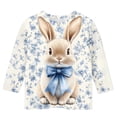 thumbnail image 5 of Crunowin Girls Easter Tops (3-13), 3/4 Sleeve Round Neck Graphic Print T-shirts Egg Hunt Outfits Multicolor 9-10Years, 5 of 6