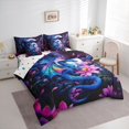 thumbnail image 2 of Feelyou Dreamy Moon Dragon Bedding Comforter Set for Kids, Galaxy Floral Flower King Bedding Sets, Blue Pink, Polkadot Reversible, 7 Pieces, 2 of 7