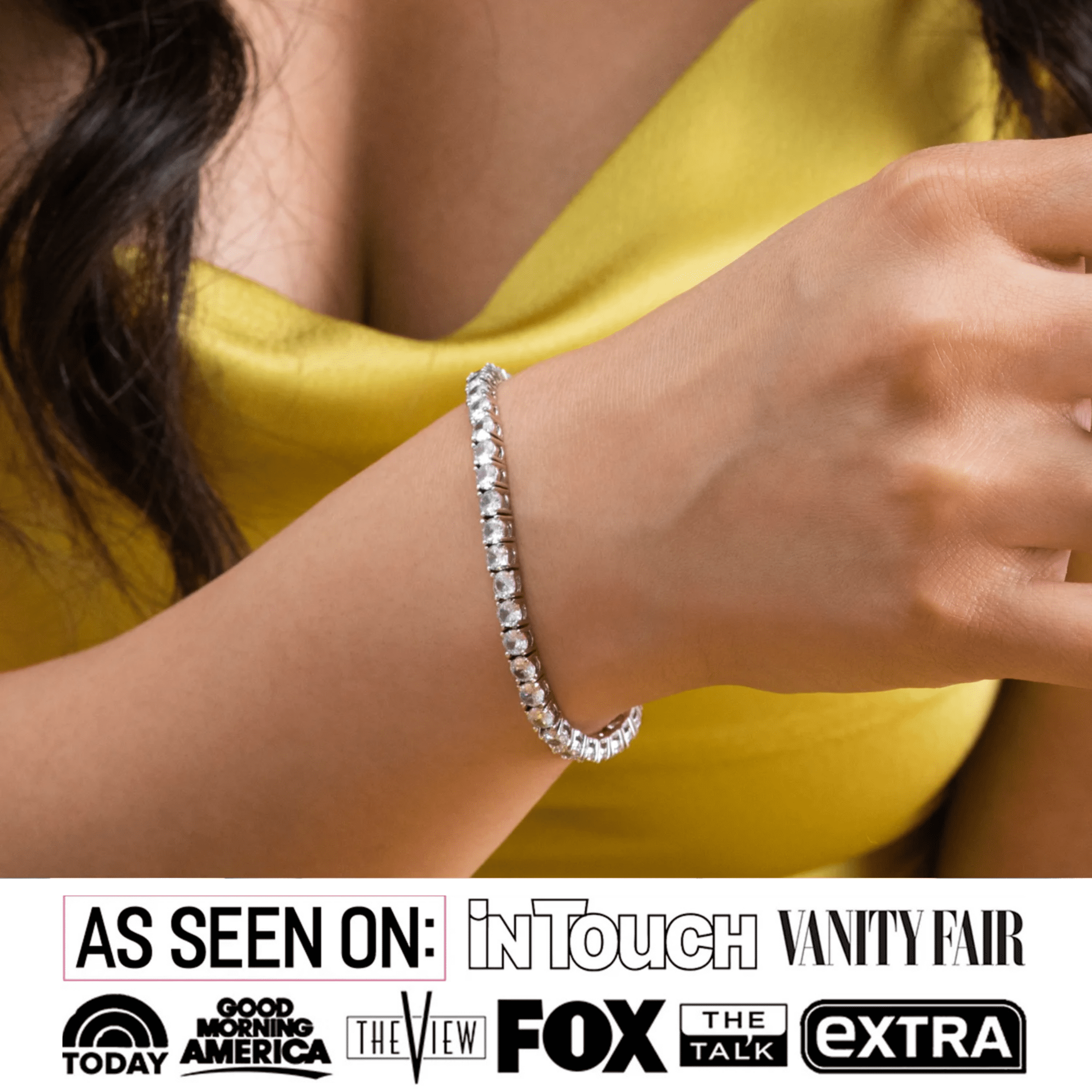 Cate & Chloe Kaylee 18k Yellow Gold Plated Tennis Bracelet with Simulated Diamonds Gift for Women