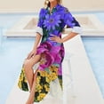 thumbnail image 4 of Floral Spectacular: Blue Plum and Gold - Olbrich Botanical Gardens Spring Flower Show Madison WI Long Sleeved Shirt Dress, 4 of 6