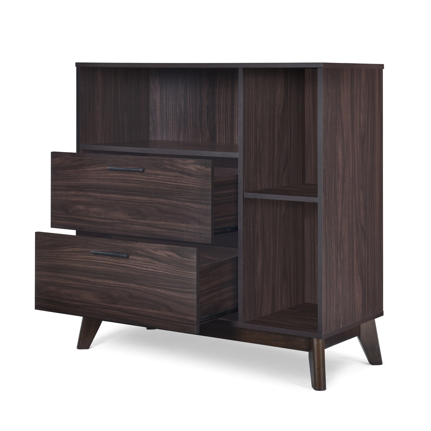 Kadyn Mid Century Cabinet, Modern 2 Drawer Cabinet with 2 Drawer, Cabinet for Living Room, Wenge Kadyn Mid Century Cabinet, Modern 2 Drawer Cabinet with 2 Drawer, Cabinet for Living Room, Wenge