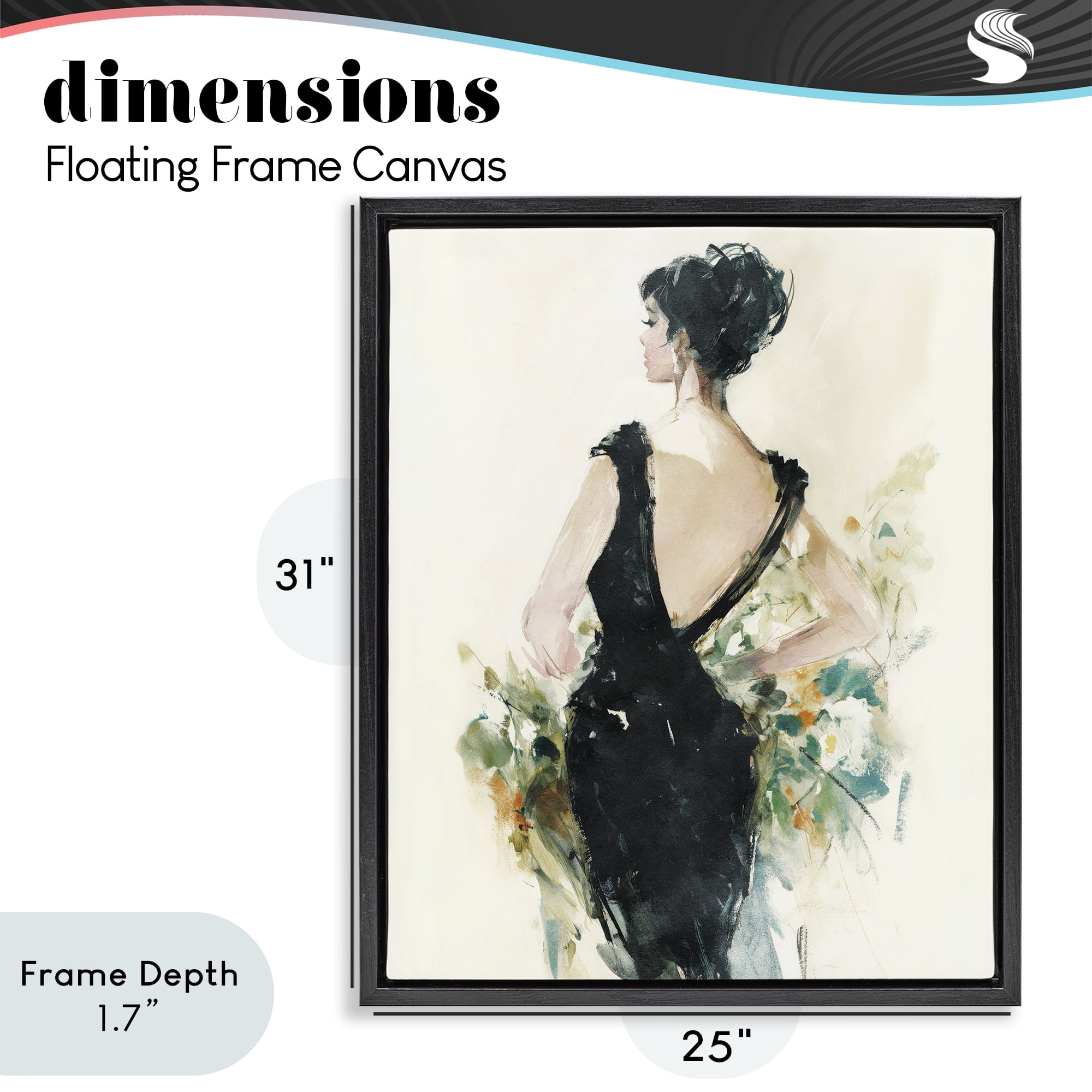 Stupell Industries Backless Reverie Gown Black Framed Floater Canvas Wall Art, design by Svetlana Aleynikova