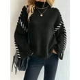 thumbnail image 6 of Women'S Chunky Knit Sweaters Fall Long Sleeve Mock Neck Oversized Pullover Tops Winter Fashion Clothes Black L, 6 of 10