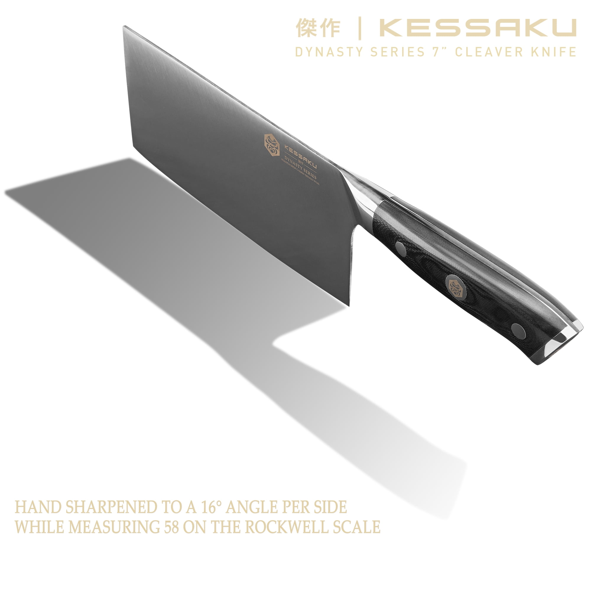 Spectaular Handmade Kaiser Butcher Knife - Hand Forged XL Carbon Steel Blade  - Deer Antler, Redwood and Brass Handle - LA-3170/K — Pieces Of Argentina
