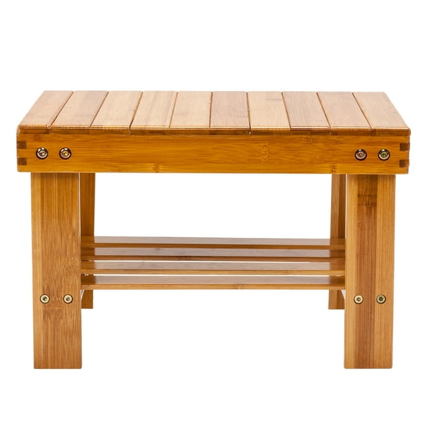 Small Bamboo Step Stool Shoe Bench, Small Wooden Footstool