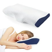 Memory Foam Bed Pillow Cervical Pillow for Neck Pain Relief Contour Orthopedic Ergonomic Pillows Blue