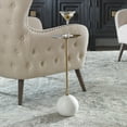 thumbnail image 2 of Uttermost Gimlet Contemporary Metal and Marble Drink Table in Honed White/Brass, 2 of 5