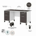 thumbnail image 4 of Somerset 60W Desk with File Cabinet & Bookcase in White/Gray - Engineered Wood, 4 of 10