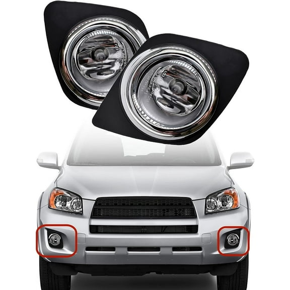 OTTULUR For 2009-2012 Toyota Rav4 Bumper Chrome Fog Lights W/bulb harness switch