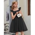 thumbnail image 4 of Vestido Arshiner de verano con volantes, cuello cuadrado, manga ondulada, para niña, 4 of 6