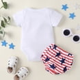 thumbnail image 4 of Mercatoo Baby Boys Girls Clothes Set Short Sleeve Independence Day Letter Printed Romper Bodysuits Shorts Outfits, 4 of 8