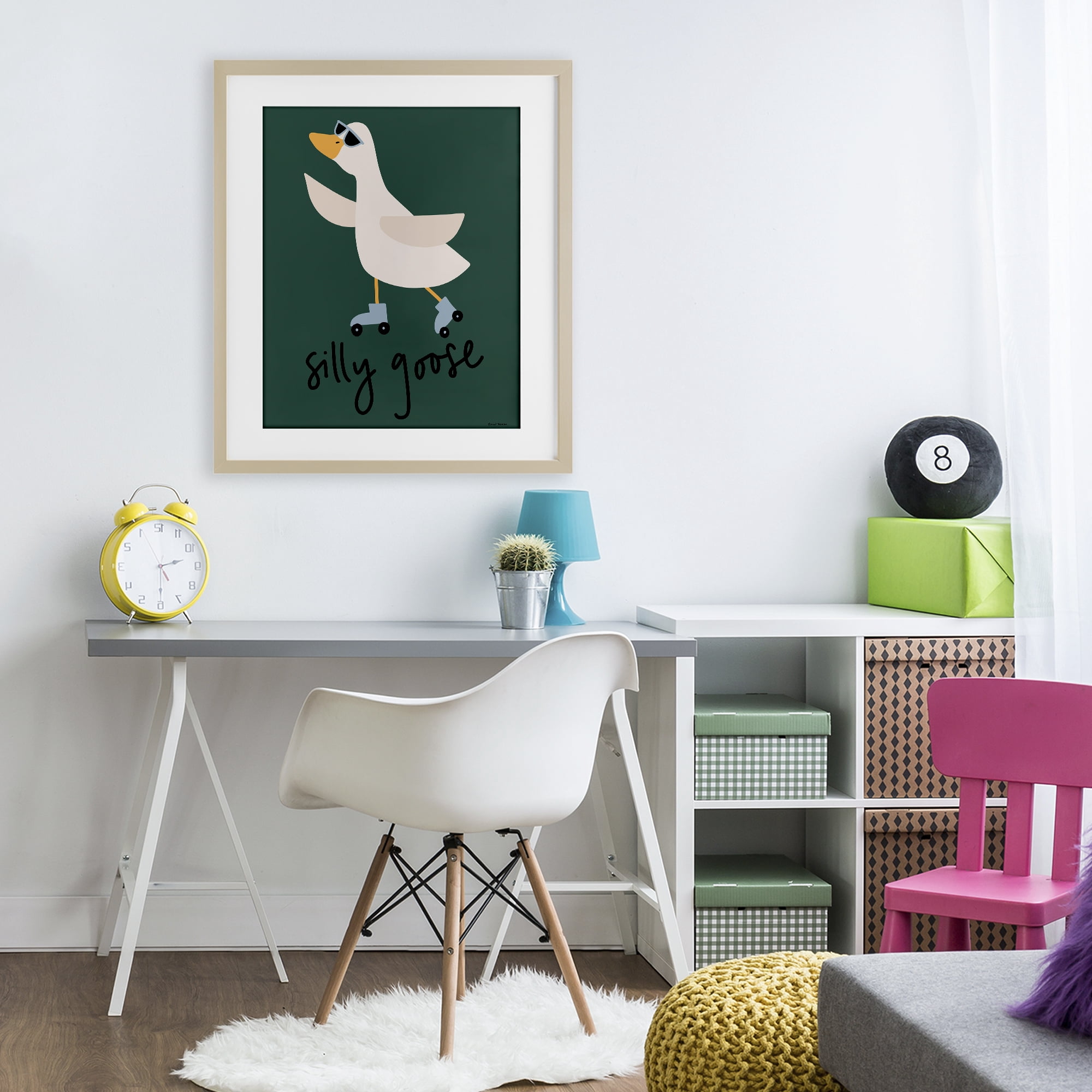 Stupell Industries Silly Goose on Skates Birch Framed Print Under Glass, design by Rachel Nieman