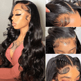 thumbnail image 5 of Body Wave Lace Front Wigs Human Hair 150% Density 13x4 HD Lace Frontal Wigs for Black Women Human Hair Lace Front Wigs 9A Glueless Wigs Human Hair Pre Plucked Natural Black 26 Inch, 5 of 8