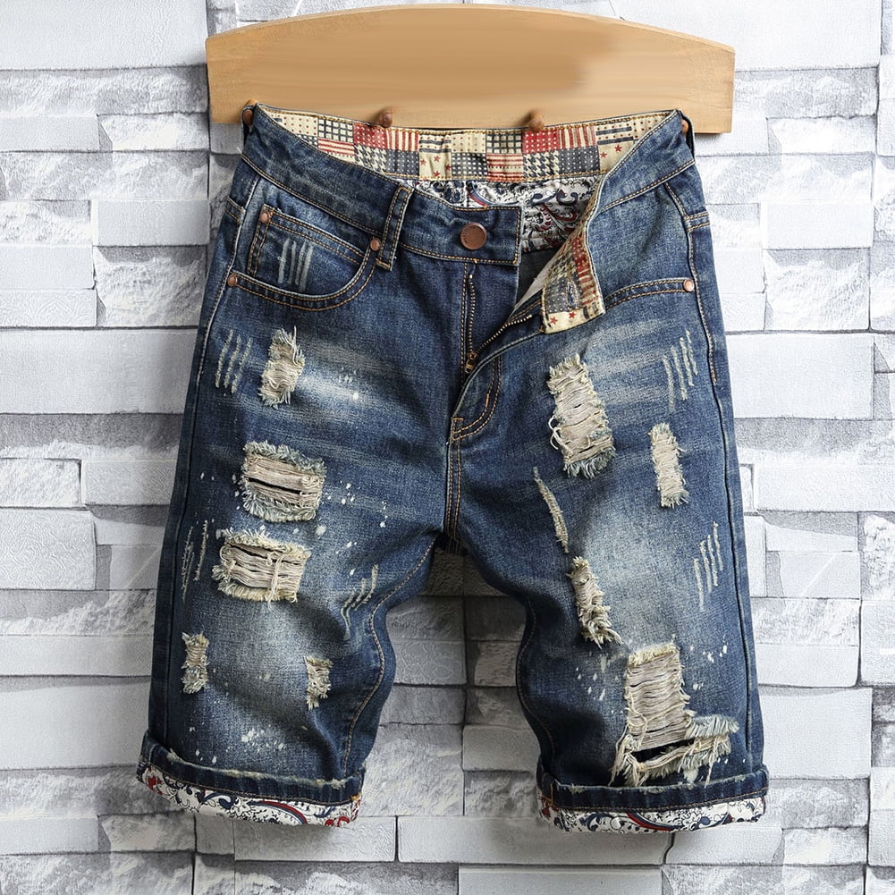 ouxiuli Mens Denim Shorts Jeans Pants Cotton Ripped Distressed for Men ouxiuli Mens Denim Shorts Jeans Pants Cotton Ripped Distressed for Men