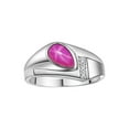 thumbnail image 1 of RYLOS Men's Rings Sterling Silver Ring - Timeless Pear Shape Cabochone Gemstone & Diamonds - Tear Drop Star Ruby Rings For Men  Size 10, 1 of 6