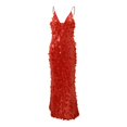 thumbnail image 3 of KHONTS Women's Sparkly Sequin Mermaid Prom Dress V Neck Long Formal Evening Party Gowns Red M, 3 of 3