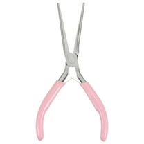 Uxcell Mini Needle Nose Pliers 4.5" Mini Flat Jaw Precision Plier with Pink Handle for DIY Crafts