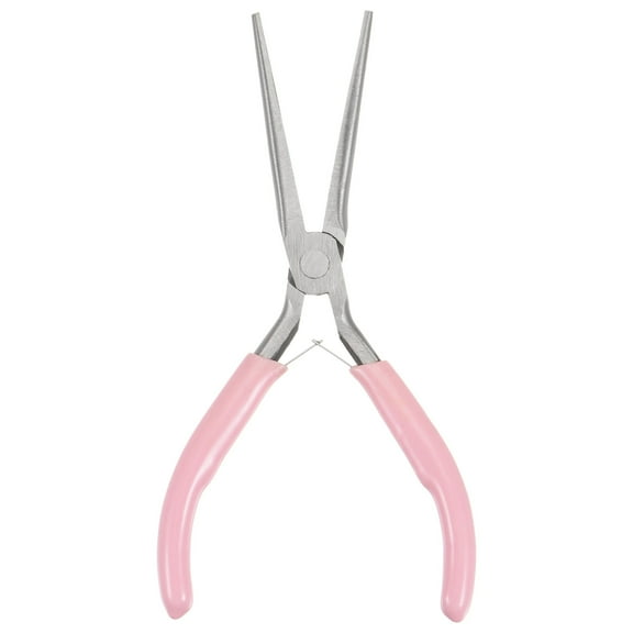 Uxcell Mini Needle Nose Pliers 4.5" Mini Flat Jaw Precision Plier with Pink Handle for DIY Crafts