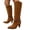Brown, variant on KEVCHE Women's Chunky Heel Knee High Boots, Plus Size Pointed Toe Suede Casual Design with Breathable Lining, Trendy Boots for Daily Party Wear
